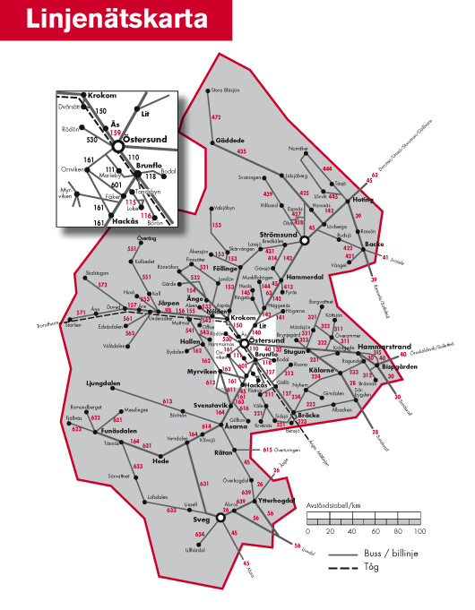Linjenätskarta - Jämtlands län